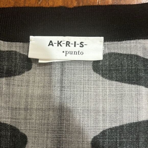 AKRIS PUNTO 100% Wool Black Overlapping Handprint Paneled Cardigan - 10 - Picture 8 of 13